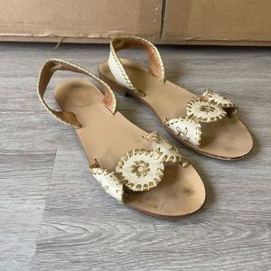 Jack Rogers Gold Liliana Sling Back Flat Sandals Sz 8